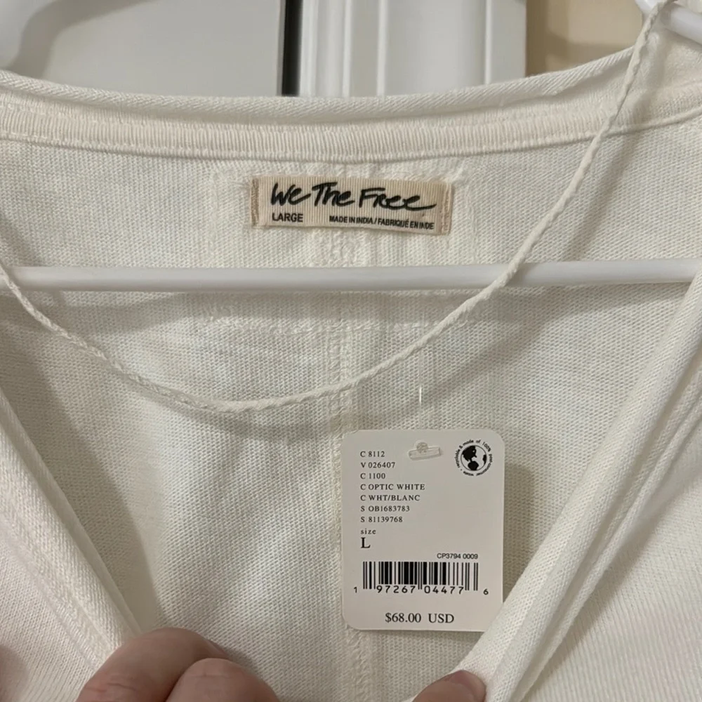 NWT Free People Blossom white puff sleeve  Tee Sz L - Picture 3 of 8